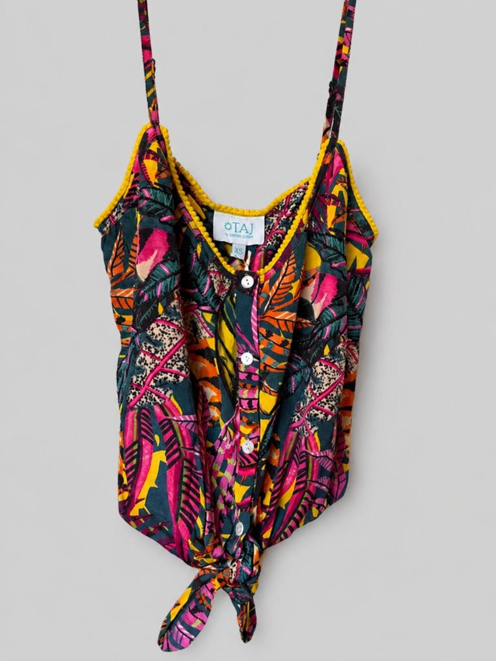 TAJ by Sabrina Crippa Tropical Tie Front Crop Top XS NWT